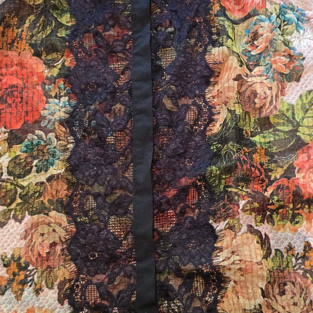 Floral Snakeskin Lace Sleeveless Blouse Sheer Romantic‎ Goth Whimsigoth Small